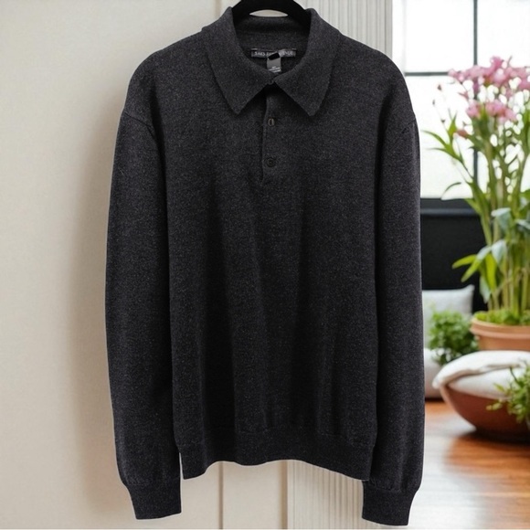 Saks Fifth Avenue Charcoal 100% Merino Wool Cozy Pullover Capsule Chic Men's M - Picture 1 of 8